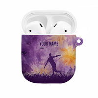 Custom Disc Golf AirPods Case with Purple Sunset Tie Dye Basket and Player Silhouette - Wonder Print Shop