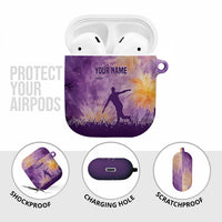 Custom Disc Golf AirPods Case with Purple Sunset Tie Dye Basket and Player Silhouette - Wonder Print Shop