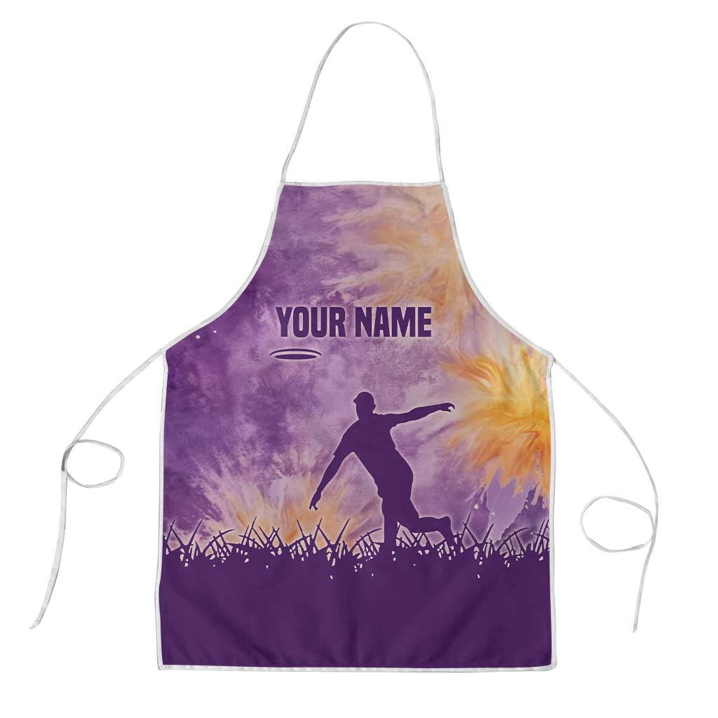 Custom Disc Golf Apron with Purple Sunset Tie Dye Basket and Player Silhouette - Wonder Print Shop