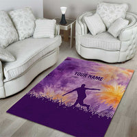 Custom Disc Golf Area Rug with Purple Sunset Tie Dye Basket and Player Silhouette - Wonder Print Shop