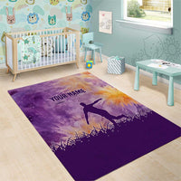 Custom Disc Golf Area Rug with Purple Sunset Tie Dye Basket and Player Silhouette - Wonder Print Shop