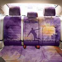 Custom Disc Golf Back Car Seat Cover with Purple Sunset Tie Dye Basket and Player Silhouette - Wonder Print Shop