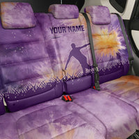 Custom Disc Golf Back Car Seat Cover with Purple Sunset Tie Dye Basket and Player Silhouette - Wonder Print Shop