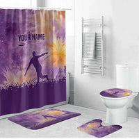 Custom Disc Golf Bathroom Set with Purple Sunset Tie Dye Basket and Player Silhouette - Wonder Print Shop