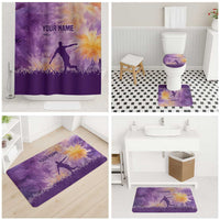 Custom Disc Golf Bathroom Set with Purple Sunset Tie Dye Basket and Player Silhouette - Wonder Print Shop