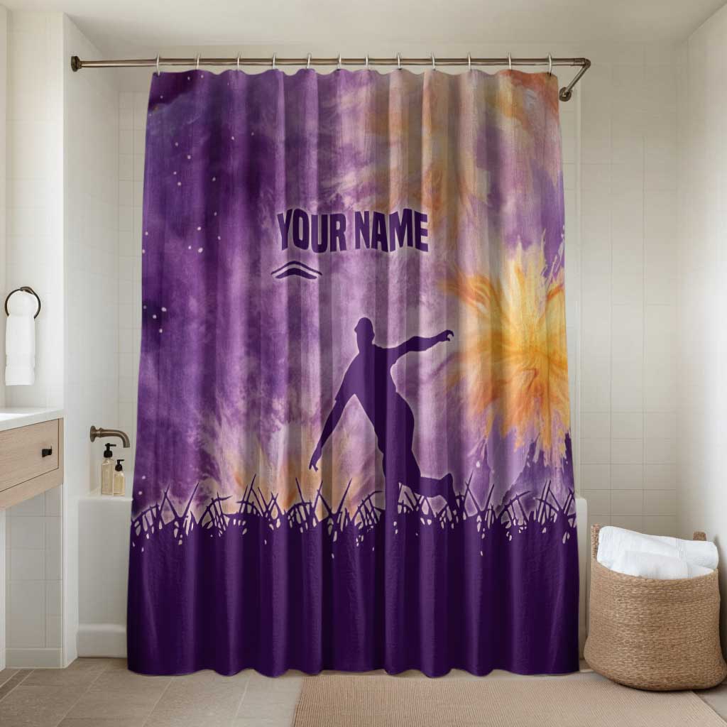 Custom Disc Golf Bathroom Set with Purple Sunset Tie Dye Basket and Player Silhouette - Wonder Print Shop