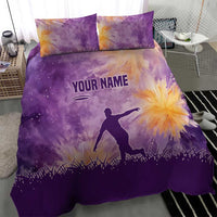 Custom Disc Golf Bedding Set with Purple Sunset Tie Dye Basket and Player Silhouette - Wonder Print Shop