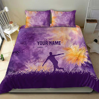 Custom Disc Golf Bedding Set with Purple Sunset Tie Dye Basket and Player Silhouette - Wonder Print Shop