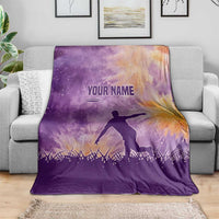 Custom Disc Golf Blanket with Purple Sunset Tie Dye Basket and Player Silhouette - Wonder Print Shop