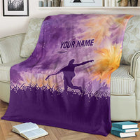 Custom Disc Golf Blanket with Purple Sunset Tie Dye Basket and Player Silhouette - Wonder Print Shop