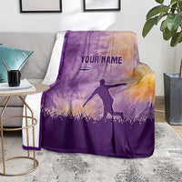 Custom Disc Golf Blanket with Purple Sunset Tie Dye Basket and Player Silhouette - Wonder Print Shop