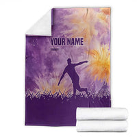 Custom Disc Golf Blanket with Purple Sunset Tie Dye Basket and Player Silhouette - Wonder Print Shop