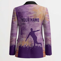 Custom Disc Golf Blazer with Purple Sunset Tie Dye Basket and Player Silhouette - Wonder Print Shop