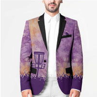 Custom Disc Golf Blazer with Purple Sunset Tie Dye Basket and Player Silhouette - Wonder Print Shop