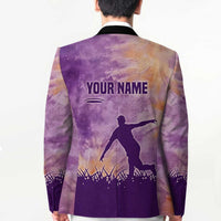 Custom Disc Golf Blazer with Purple Sunset Tie Dye Basket and Player Silhouette - Wonder Print Shop