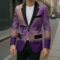 Custom Disc Golf Blazer with Purple Sunset Tie Dye Basket and Player Silhouette - Wonder Print Shop