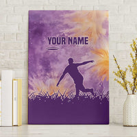 Custom Disc Golf Canvas Wall Art with Purple Sunset Tie Dye Basket and Player Silhouette - Wonder Print Shop