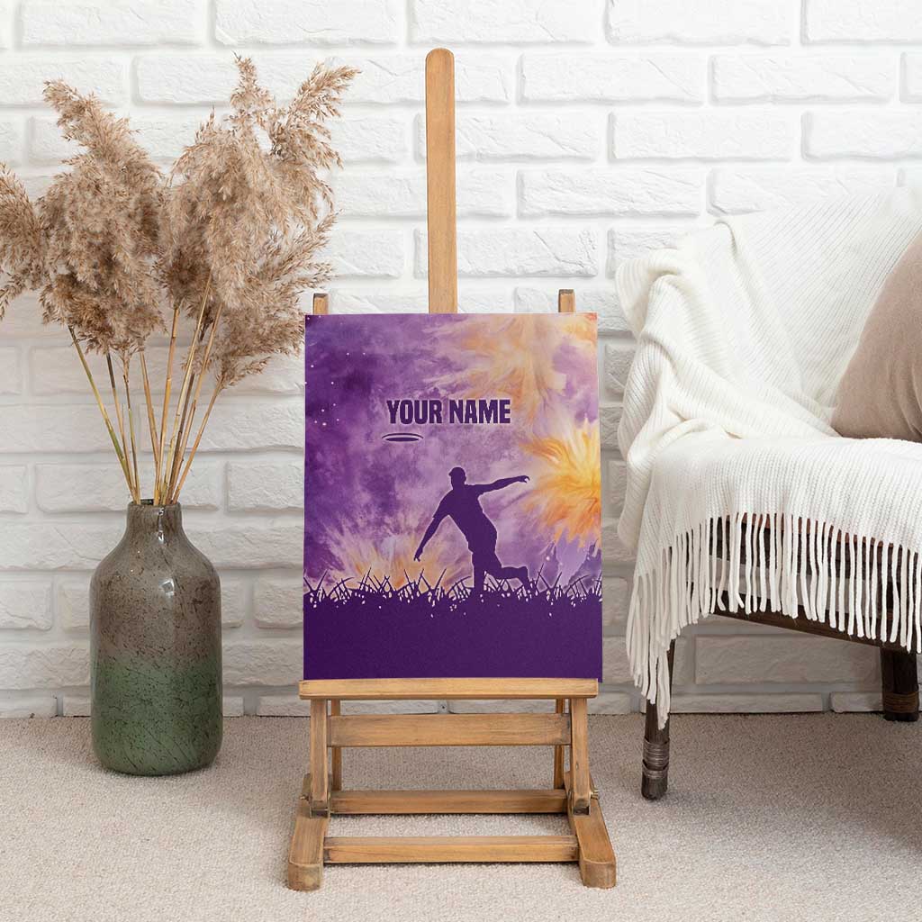 Custom Disc Golf Canvas Wall Art with Purple Sunset Tie Dye Basket and Player Silhouette - Wonder Print Shop