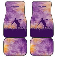 Custom Disc Golf Car Mats with Purple Sunset Tie Dye Basket and Player Silhouette - Wonder Print Shop
