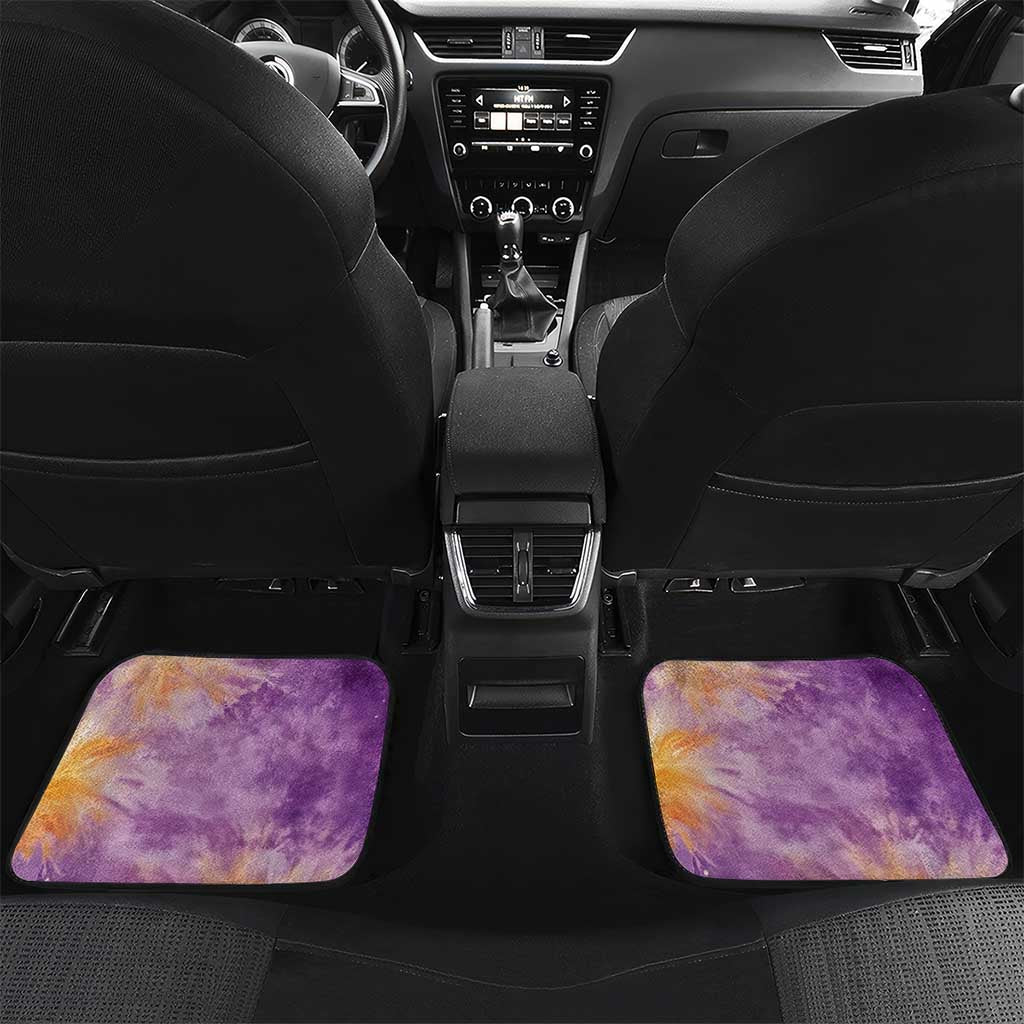 Custom Disc Golf Car Mats with Purple Sunset Tie Dye Basket and Player Silhouette - Wonder Print Shop