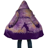 Custom Disc Golf Cloak with Purple Sunset Tie Dye Basket and Player Silhouette - Wonder Print Shop
