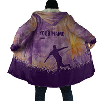 Custom Disc Golf Cloak with Purple Sunset Tie Dye Basket and Player Silhouette - Wonder Print Shop