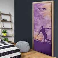 Custom Disc Golf Door Cover with Purple Sunset Tie Dye Basket and Player Silhouette - Wonder Print Shop