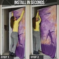 Custom Disc Golf Door Cover with Purple Sunset Tie Dye Basket and Player Silhouette - Wonder Print Shop