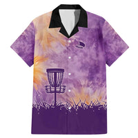 Custom Disc Golf Family Matching Mermaid Dress and Hawaiian Shirt with Purple Sunset Tie Dye Basket and Player Silhouette - Wonder Print Shop