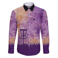 Custom Disc Golf Family Matching Puletasi and Hawaiian Shirt with Purple Sunset Tie Dye Basket and Player Silhouette - Wonder Print Shop