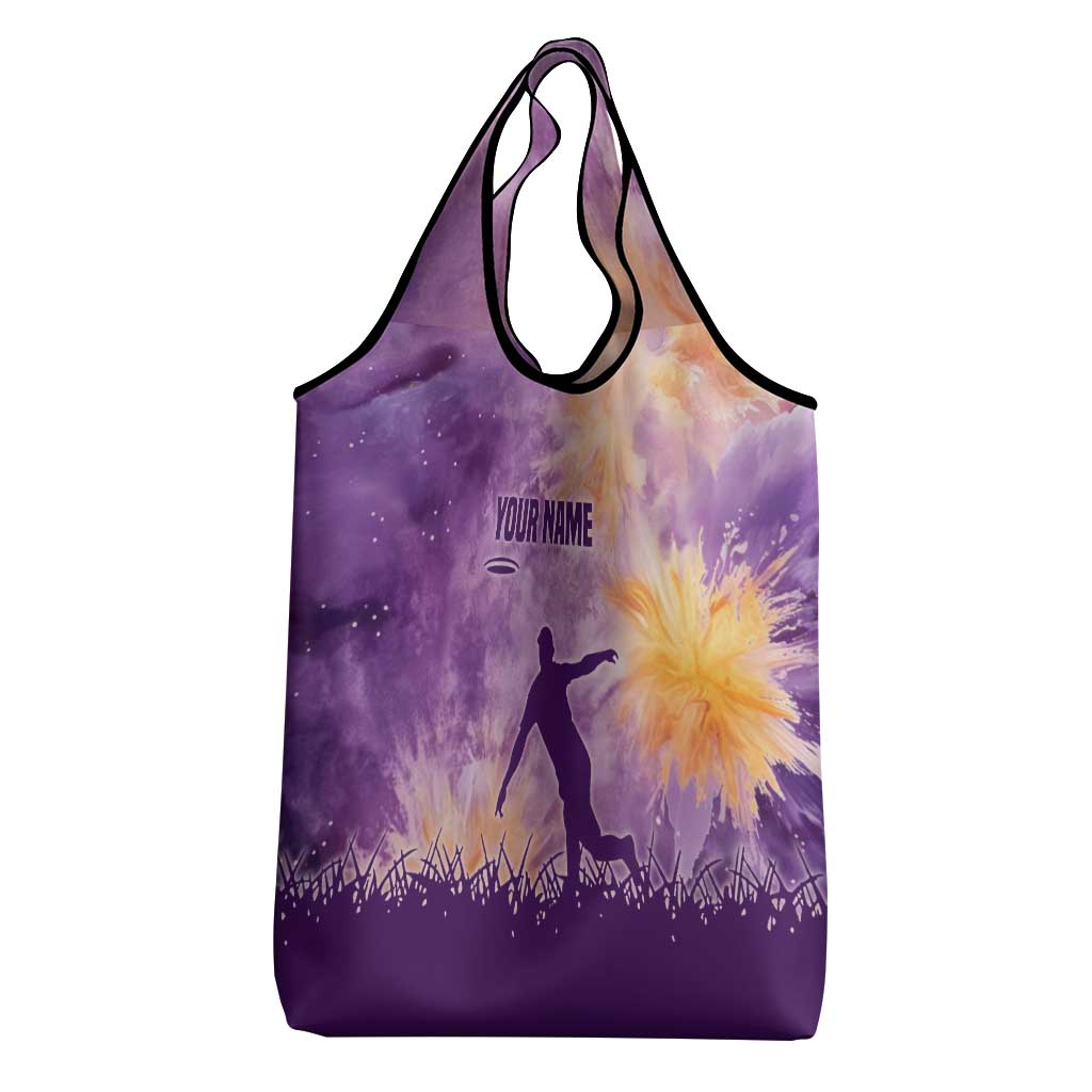 Custom Disc Golf Grocery Bag with Purple Sunset Tie Dye Basket and Player Silhouette - Wonder Print Shop