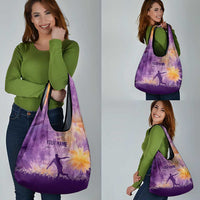 Custom Disc Golf Grocery Bag with Purple Sunset Tie Dye Basket and Player Silhouette - Wonder Print Shop