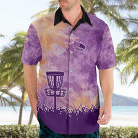 Custom Disc Golf Hawaiian Shirt with Purple Sunset Tie Dye Basket and Player Silhouette - Wonder Print Shop