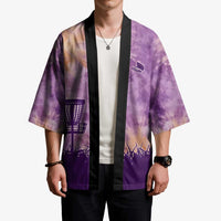Custom Disc Golf Kimono with Purple Sunset Tie Dye Basket and Player Silhouette - Wonder Print Shop