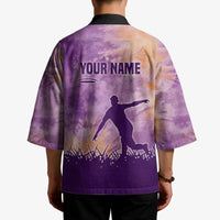 Custom Disc Golf Kimono with Purple Sunset Tie Dye Basket and Player Silhouette - Wonder Print Shop
