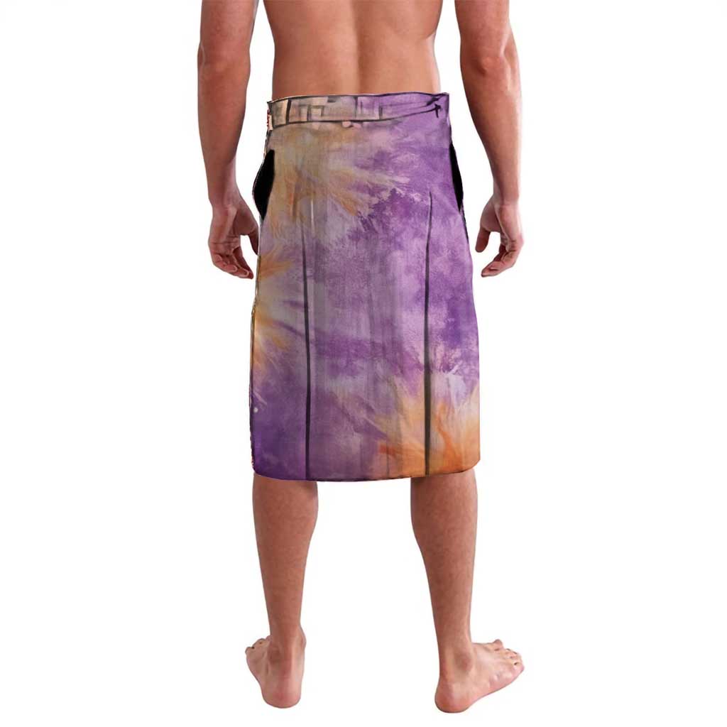 Custom Disc Golf Lavalava with Purple Sunset Tie Dye Basket and Player Silhouette - Wonder Print Shop