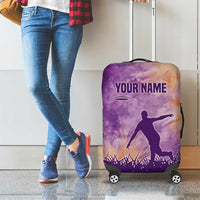 Custom Disc Golf Luggage Cover with Purple Sunset Tie Dye Basket and Player Silhouette - Wonder Print Shop