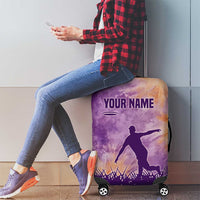 Custom Disc Golf Luggage Cover with Purple Sunset Tie Dye Basket and Player Silhouette - Wonder Print Shop