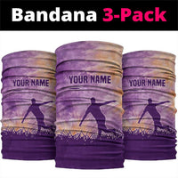 Custom Disc Golf Neck Gaiter with Purple Sunset Tie Dye Basket and Player Silhouette - Wonder Print Shop
