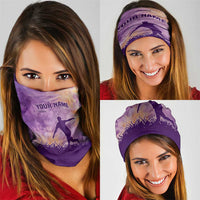 Custom Disc Golf Neck Gaiter with Purple Sunset Tie Dye Basket and Player Silhouette - Wonder Print Shop
