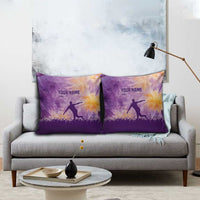 Custom Disc Golf Pillow Cover with Purple Sunset Tie Dye Basket and Player Silhouette - Wonder Print Shop