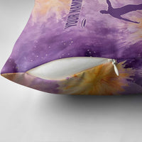 Custom Disc Golf Pillow Cover with Purple Sunset Tie Dye Basket and Player Silhouette - Wonder Print Shop
