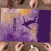 Custom Disc Golf Puzzle with Purple Sunset Tie Dye Basket and Player Silhouette - Wonder Print Shop