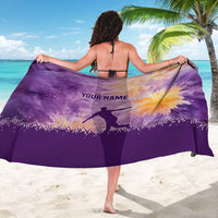 Custom Disc Golf Sarong with Purple Sunset Tie Dye Basket and Player Silhouette - Wonder Print Shop