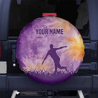Custom Disc Golf Spare Tire Cover with Purple Sunset Tie Dye Basket and Player Silhouette - Wonder Print Shop
