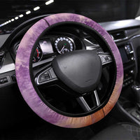 Disc Golf Steering Wheel Cover with Purple Sunset Tie Dye Basket and Player Silhouette - Wonder Print Shop