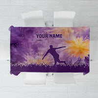 Custom Disc Golf Tablecloth with Purple Sunset Tie Dye Basket and Player Silhouette - Wonder Print Shop