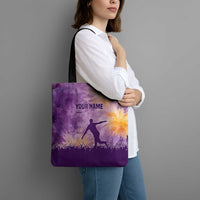 Custom Disc Golf Tote Bag with Purple Sunset Tie Dye Basket and Player Silhouette - Wonder Print Shop