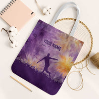 Custom Disc Golf Tote Bag with Purple Sunset Tie Dye Basket and Player Silhouette - Wonder Print Shop