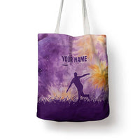 Custom Disc Golf Tote Bag with Purple Sunset Tie Dye Basket and Player Silhouette - Wonder Print Shop